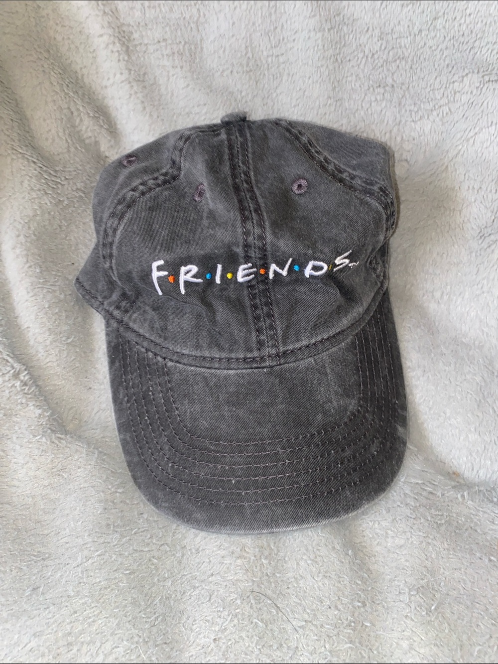 FRIENDS Black Washed Cap with Multicolor Dot Details